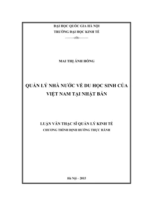 Luận văn thạc sĩ quản lý kinh tế quản lý nhà nước về du học sinh của việt nam tại nhật bản