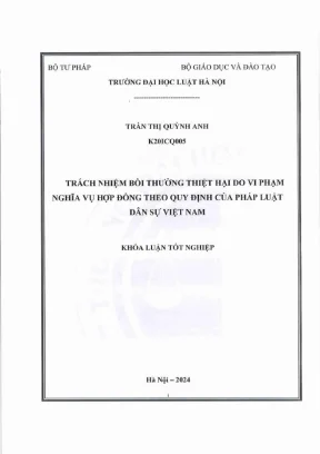 Khóa luận tốt nghiệp trách nhiệm bồi thường thiệt hại do vi phạm nghĩa vụ hợp đồng theo quy định của pháp luật dân sự việt nam