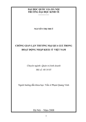 Luận văn thạc sĩ quản trị kinh doanh chống gian lận thương mại qua giá trong hoạt động nhập khẩu ở việt nam