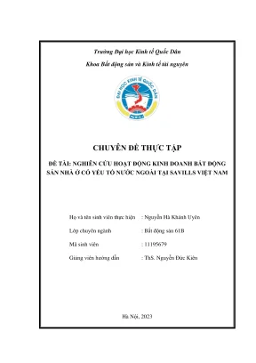 Chuyên đề thực tập nghiên cứu hoạt động kinh doanh bất động sản nhà ở có yếu tố nước ngoài tại savills việt nam