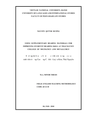 Using supplementary reading materials for improving students reading skill at thai nguyen college of mechanics and metallurgy sử dụng tài liệu đọc bổ trợ để cải thiện kĩ năng đọc của sinh viên trường cao đẳng cơ khí luyện kim thái nguyên