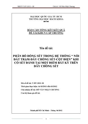 Đề tài nghiên cứu khoa học cấp trường phân bố dòng sét trong hệ thống nối đất trạm dây chống sét cột điện khi có sét đánh tại một điểm bất kỳ trên dây chống sét