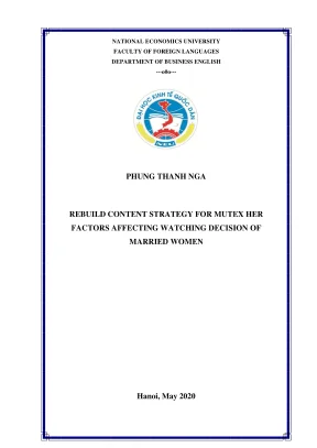 Chuyên đề tốt nghiệp rebuild content strategy for mutex her factors affecting watching decision of married women