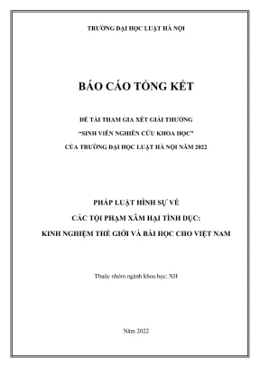 Đề tài sinh viên nghiên cứu khoa học pháp luật hình sự về các tội phạm xâm hại tình dục kinh nghiệm thế giới và bài học cho việt nam