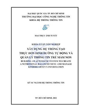 Khóa luận tốt nghiệp hệ thống thông tin xây dựng hệ thống tạo thực đơn dinh dưỡng tự động và quản lý thông tin trẻ mầm non