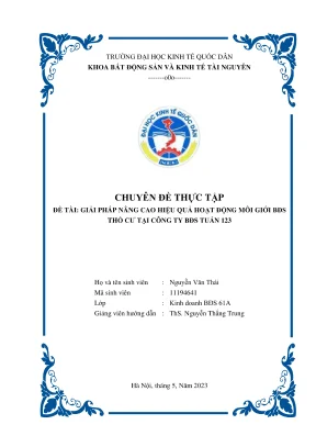Chuyên đề thực tập giải pháp nâng cao hiệu quả hoạt động môi giới bất động sản thổ cư tại công ty bất động sản tuấn 123