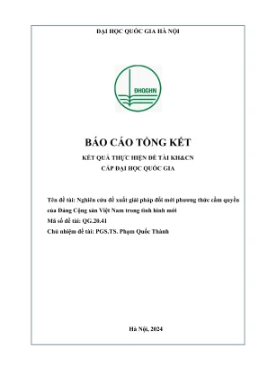 Đề tài nghiên cứu khoa học cấp trường nghiên cứu đề xuất giải pháp đổi mới phương thức cầm quyền của đảng cộng sản việt nam trong tình hình mới