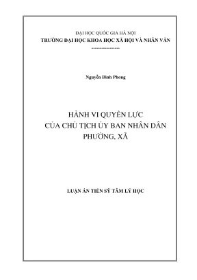 Luận án tiến sĩ tâm lý học hành vi quyền lực của chủ tịch uỷ ban nhân dân phường xã