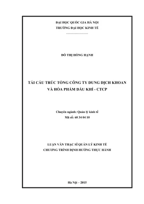 Luận văn thạc sĩ quản lý kinh tế tái cấu trúc tổng công ty dung dịch khoan và hóa phẩm dầu khí ctcp