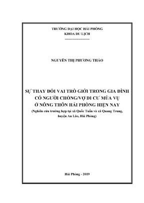 Đề tài nghiên cứu khoa học cấp trường sự thay đổi vai trò giới trong gia đình có người chồng vợ di cư mùa vụ ở nông thôn hải phòng