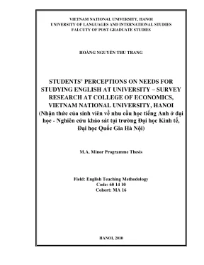 Students perceptions on needs for studying english at university survey research at college of economics vietnam national university hanoi