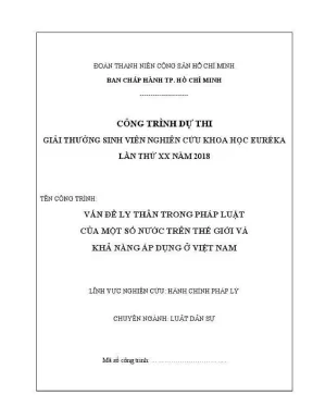 Đề tài sinh viên nghiên cứu khoa học vấn đề ly thân trong pháp luật của một số nước trên thế giới và khả năng áp dụng ở việt nam