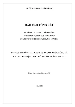 Đề tài sinh viên nghiên cứu khoa học vụ việc đổ dầu thải vào đầu nguồn nước sông đà và trách nhiệm của chủ nguồn thải nguy hại