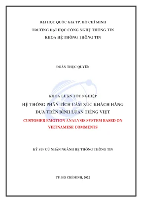 Khóa luận tốt nghiệp hệ thống thông tin hệ thống phân tích cảm xúc khách hàng dựa trên bình luận tiếng việt