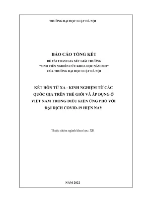 Đề tài sinh viên nghiên cứu khoa học kết hôn từ xa kinh nghiệm từ các quốc gia trên thế giới và áp dụng ở việt nam trong điều kiện ứng phó với đại dịch covid19 hiện nay
