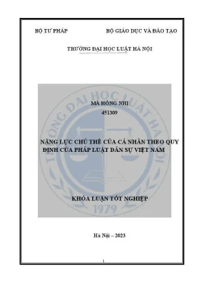 Khoá luận tốt nghiệp năng lực chủ thể của cá nhân theo quy định của pháp luật dân sự việt nam