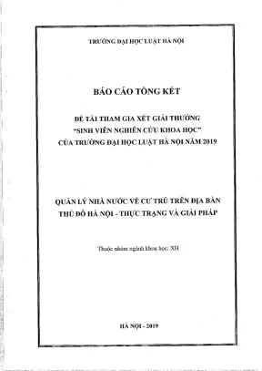 Đề tài sinh viên nghiên cứu khoa học quản lý nhà nước về cư trú trên địa bàn thủ đô hà nội thực trạng và giải pháp