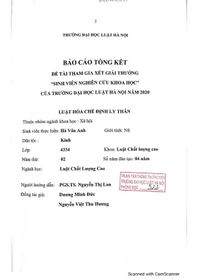 Đề tài sinh viên nghiên cứu khoa học luật hoá chế định ly thân