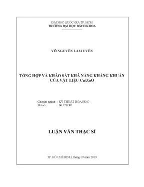 Luận văn thạc sĩ kỹ thuật hóa học tổng hợp và khảo sát khả năng kháng khuẩn của vật liệu cu