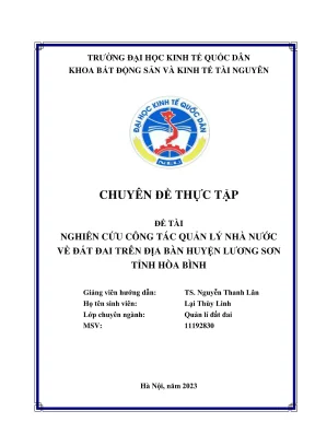Chuyên đề thực tập nghiên cứu công tác quản lý quản lý nhà nước về đất đai trên huyện lương sơn tỉnh hòa bình