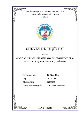 Chuyên đề thực tập nâng cao hiệu quả sử dụng vốn tại công ty cổ phần đầu tư xây dựng và dịch vụ thiên sơn