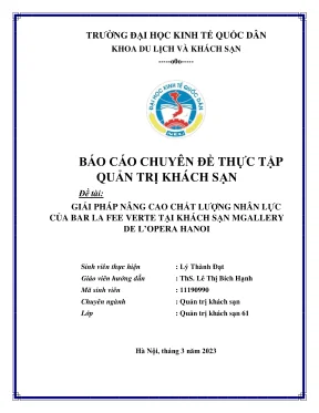 Báo cáo chuyên đề thực tập giải pháp nâng cao chất lượng nhân lực của bar la fee verte tại khách sạn de lopera hanoi