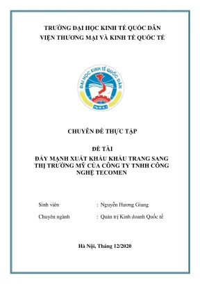 Chuyên đề thực tập đẩy mạnh xuất khẩu khẩu trang sang thị trường mỹ của công ty tnhh công nghệ tecomen