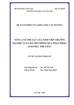 Đề tài nghiên cứu khoa học cấp trường nâng cao thể lực của sinh viên trường đại học luật hà nội thông qua hoạt động giáo dục thể chất