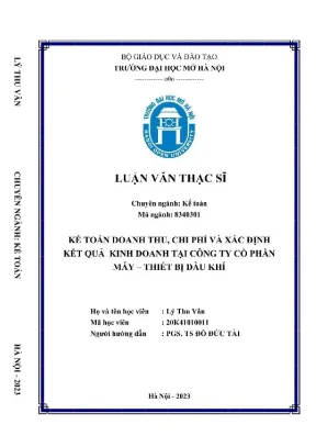 Luận văn thạc sĩ kế toán doanh thu chi phí và xác định kết quả kinh doanh tại công ty cổ phần máy thiết bị dầu khí