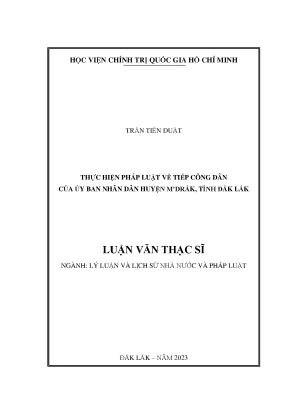 Luận văn thực hiện pháp luật về tiếp công dân của ủy ban nhân dân huyện mdrắk tỉnh đắk lắk