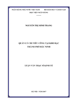 Quản lý chi tiêu công tại kho bạc thành phố bắc ninh luận văn thạc sỹ kinh tế