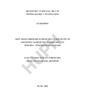 Luận văn thực trạng nhiễm khuẩn bệnh viện và một số yếu tố ảnh hưởng tại bệnh viện đa khoa khu vực ninh hòa tỉnh khánh hòa năm 2019