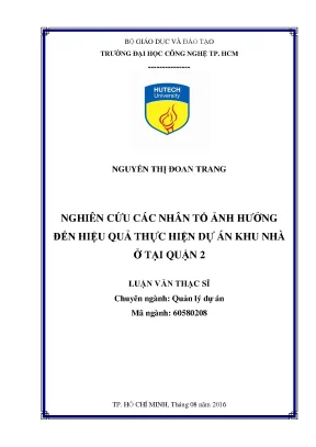 Luận văn thạc sĩ quản lý dự án nghiên cứu các nhân tố ảnh hưởng đến hiệu quả thực hiện dự án khu nhà ở tại quận 2