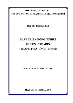 Luận văn thạc sĩ địa lý học phát triển nông nghiệp huyện hóc môn thành phố hồ chí minh