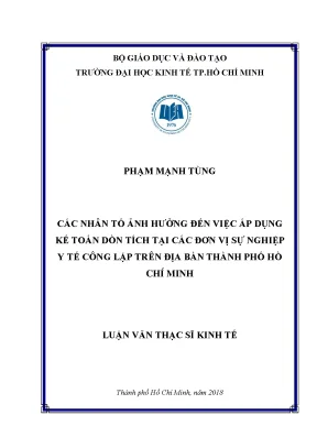 Luận văn thạc sĩ kinh tế các nhân tố ảnh hưởng đến việc áp dụng kế toán dồn tích tại các đơn vị sự nghiệp y tế công lập trên địa bàn thành phố hồ chí minh