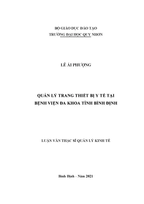 Luận văn thạc sĩ quản lý trang thiết bị y tế tại bệnh viện đa khoa tỉnh bình định