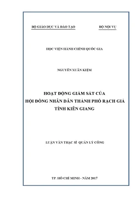 Luận văn thạc sĩ quản lý công hoạt động giám sát của hđnd thành phố rạch giá tỉnh kiên giang thời gian tới