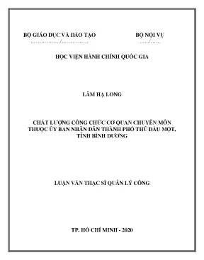 Luận văn thạc sĩ quản lý công chất lượng công chức cơ quan chuyên môn thuộc uỷ ban nhân dân thành phố thủ dầu một tỉnh bình dương