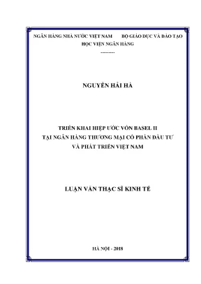 Triển khai hiệp ước vốn basel ii tại ngân hàng thương mại cổ phần đầu tư và phát triển việt nam luận văn thạc sỹ kinh tế