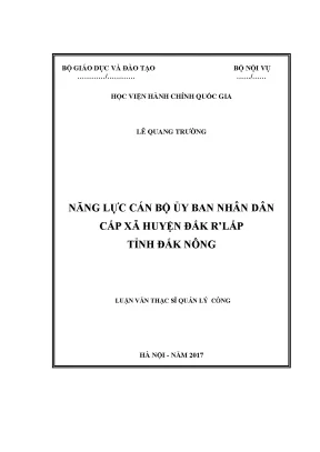 Luận văn thạc sĩ quản lý công năng lực cán bộ ủy ban nhân dân cấp xã huyện đắk rlấp tỉnh đắk nông