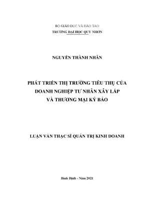 Luận văn thạc sĩ phát triển thị trường tiêu thụ của doanh nghiệp tư nhân xây lắp và thương mại kỳ bảo
