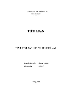 Tiểu luận văn hoá ẩm thực cà mau