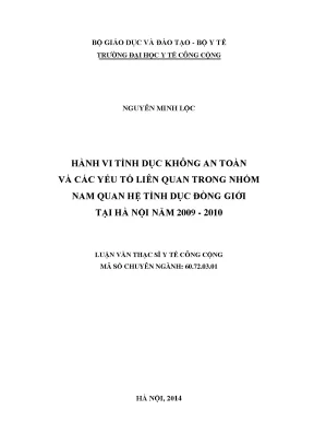 Luận văn hành vi tình dục không an toàn và các yếu tố liên quan trong nhóm nam quan hệ tình dục đồng giới tại hà nội năm 2009 2010