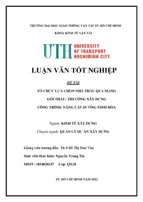 Luận văn tốt nghiệp kinh tế xây dựng tổ chức lựa chọn nhà thầu qua mạng gói thầu thi công xây dựng công trình nâng cấp đường ninh hòa