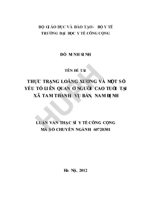 Luận văn thực trạng loãng xương và một số yếu tố liên quan ở người cao tuổi tại xã tam thanh vụ bản nam định