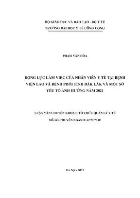 Luận văn động lực làm việc của nhân viên y tế tại bệnh viện lao và bệnh phổi tỉnh đắk lắk và một số yếu tố ảnh hưởng năm 2021