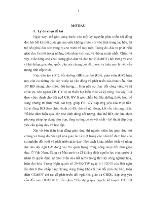 Luận văn thạc sĩ quản lý công tác bồi dưỡng giáo viên các trường trung học cơ sở theo chuẩn chức danh nghề nghiệp trên địa bàn thành phố quy nhơn tỉnh bình định