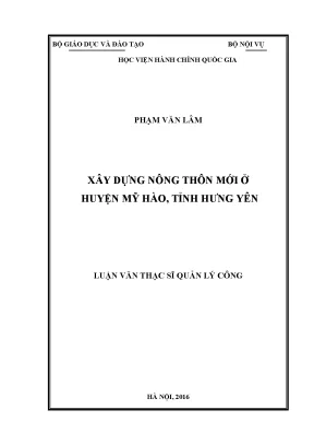 Luận văn thạc sĩ quản lý công xây dựng nông thôn mới ở huyện mỹ hào tỉnh hưng yên