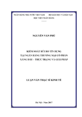 Kiểm soát rủi ro tín dụng tại ngân hàng thương mại cổ phần xăng dầu thực trạng và giải pháp luận văn thạc sỹ kinh tế