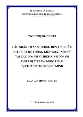 Luận văn thạc sĩ kinh tế các nhân tố ảnh hưởng đến tính hữu hiệu của hệ thống kiểm soát nội bộ tại các doanh nghiệp kinh doanh thiết bị y tế và dược phẩm tại thành phố hồ chí minh